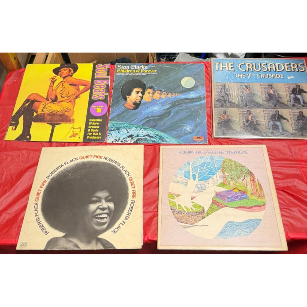 Lot of 5 Soul Jazz Funk Vinyl LPs – Roberta Flack, Crusaders, Stanley Clarke Unt